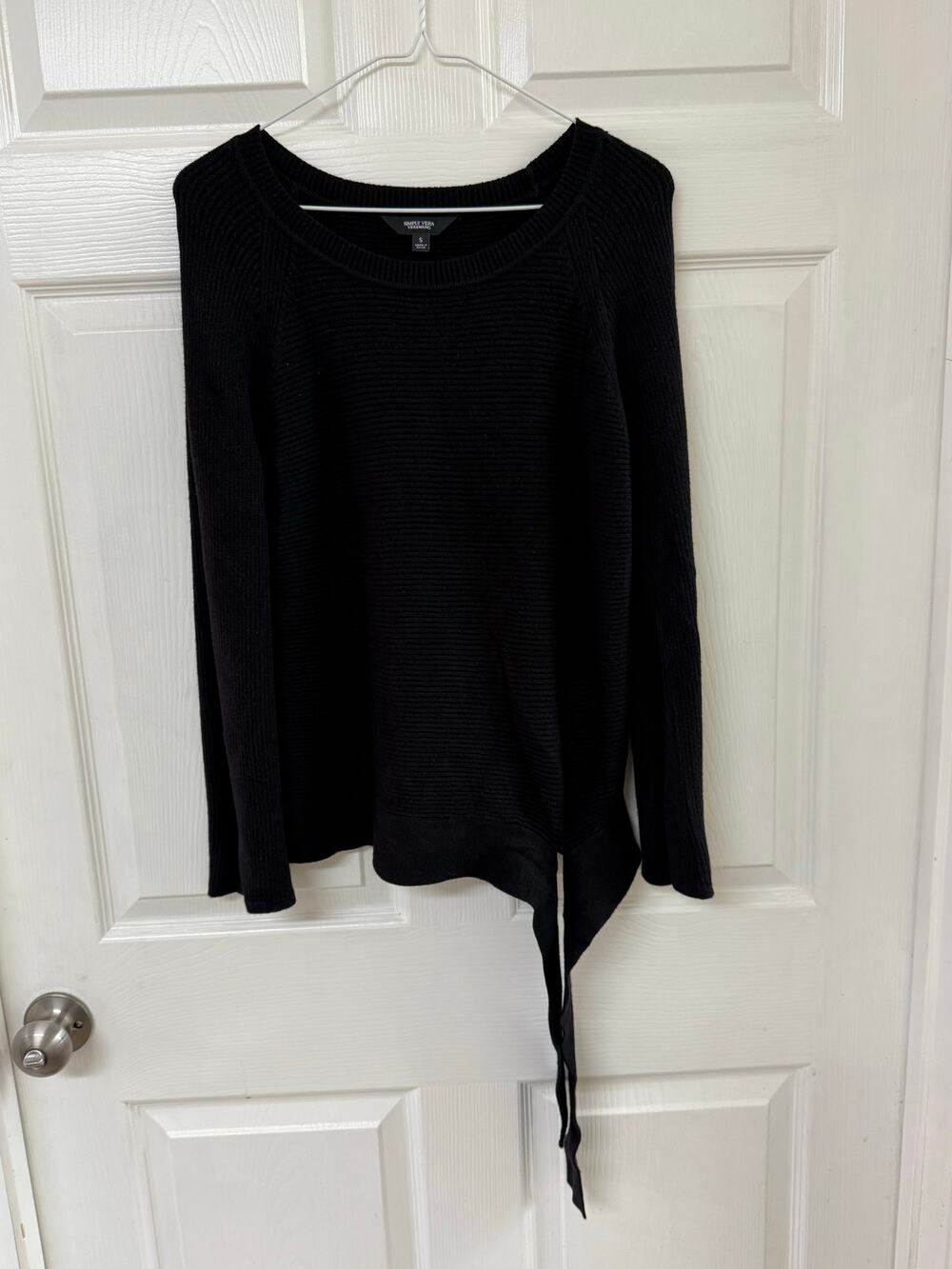 Simply Vera Vera Wang Black Ribbed Asymmetrical Sweater | Size S